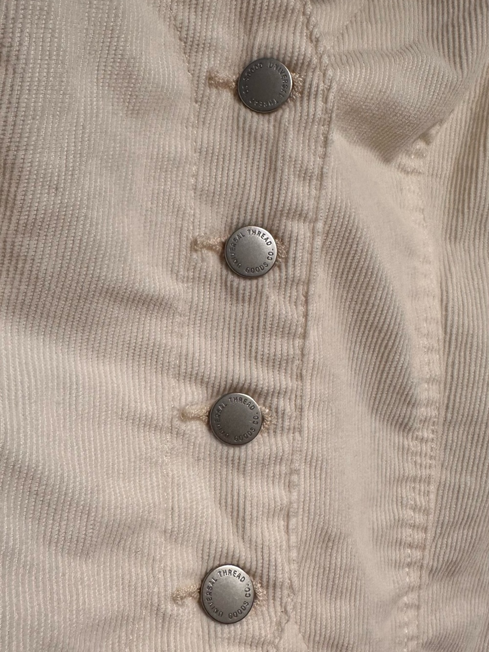 Universal Thread Cream Corduroy Button Vest - Picture 4 of 4